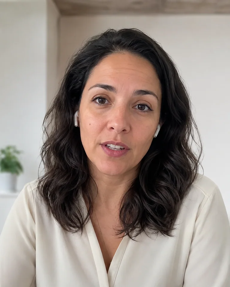 Prospecte avec des écouteurs, en train d’échanger face à sa caméra